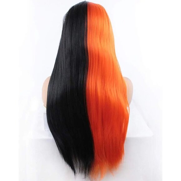 Half Black Orange Lace Wig